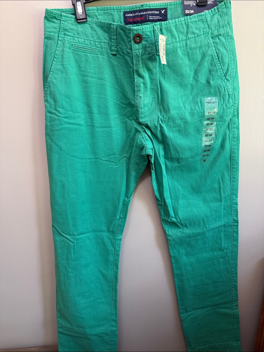 American Eagle Outfitters Slim Straight Chinos - Teal Green